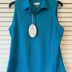 Greg Norman Collection Blue Sleeveless Polo Top